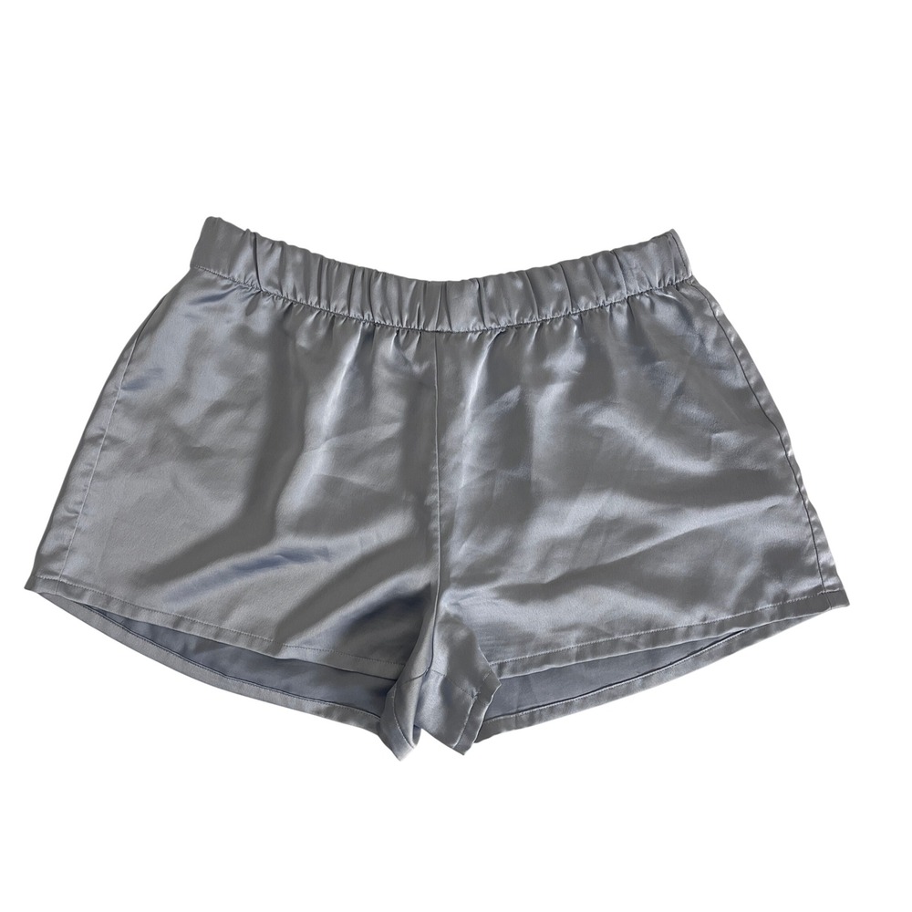 Show Me Your Mumu Satin Shorts Women M Steel Blue Silky Loungewear Sleepwear